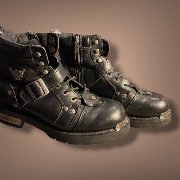 Men\'s 11.5 HARLEY-DAVIDSON Brake Buckle Side Zip Leather Boots main image 5